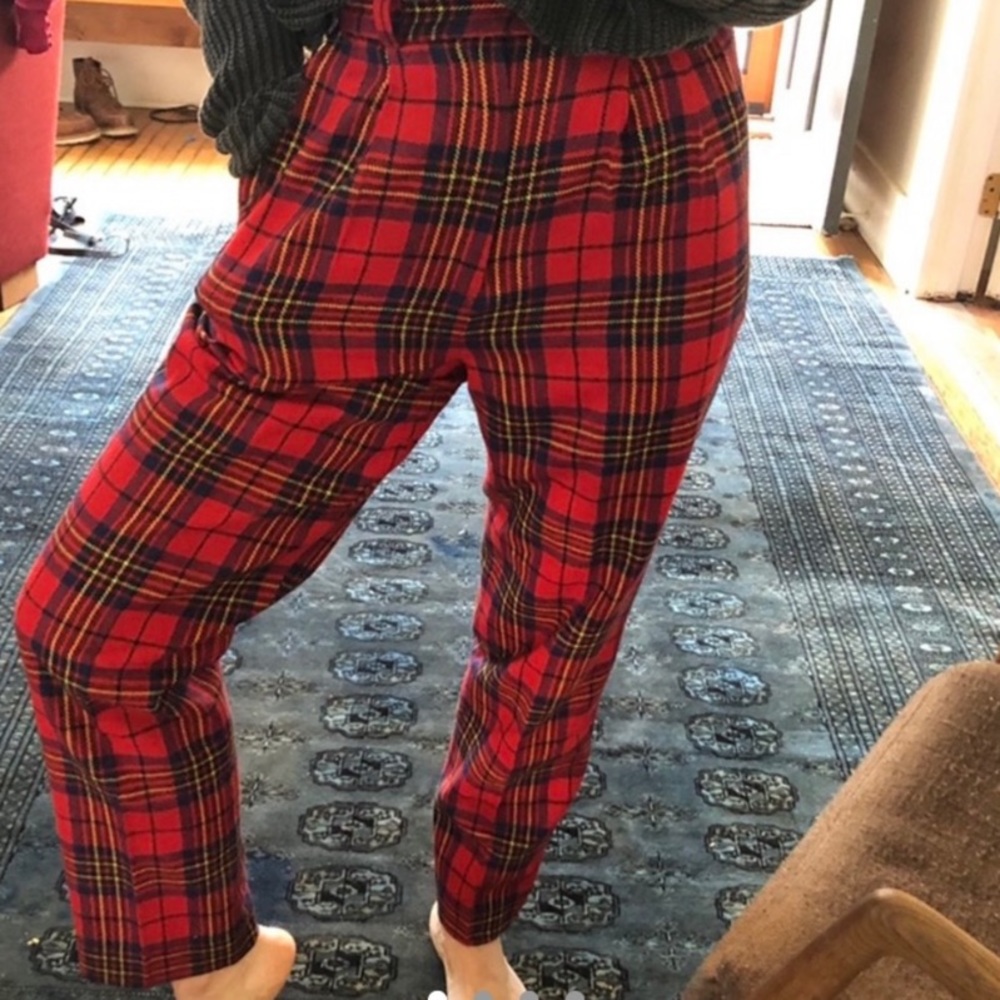 Holiday Tartan Plaid Wool Pants! Classic Christmas